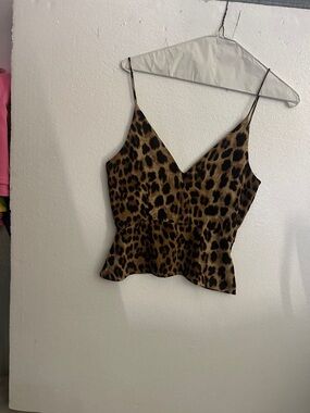 Olivaceous Leopard Print V-Neck Cami Top - Brown & Black